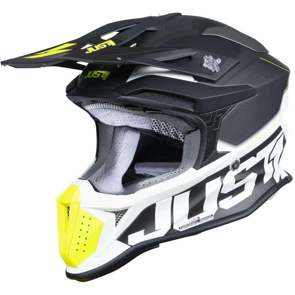Casco cross enduro Just1 J18 Hexa bianco giallo nero - Image 3