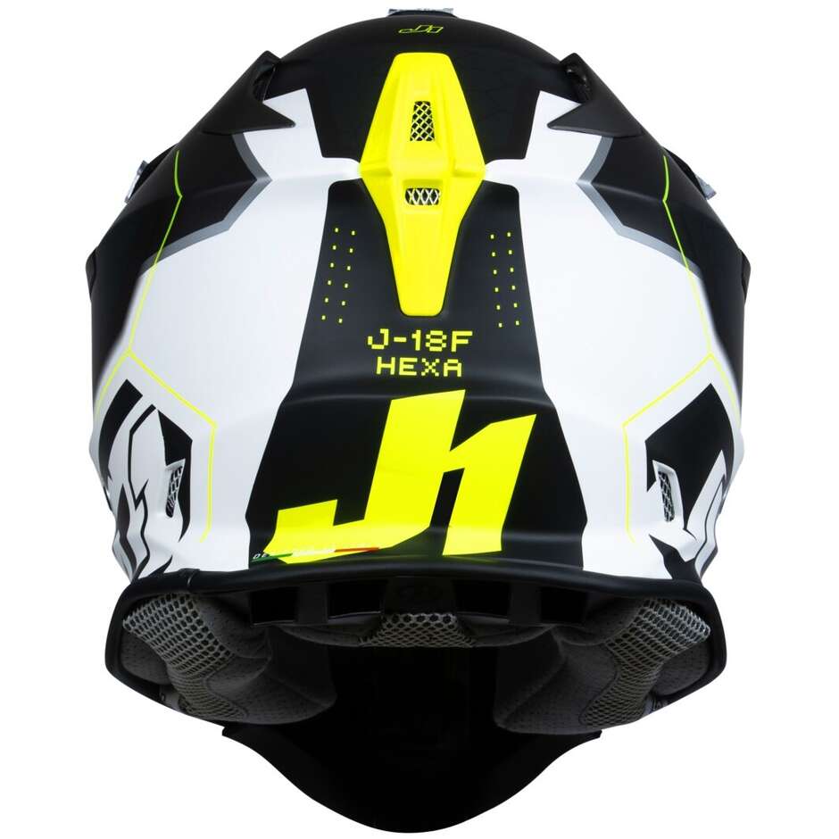 Casco cross enduro Just1 J18 Hexa bianco giallo nero - Image 5