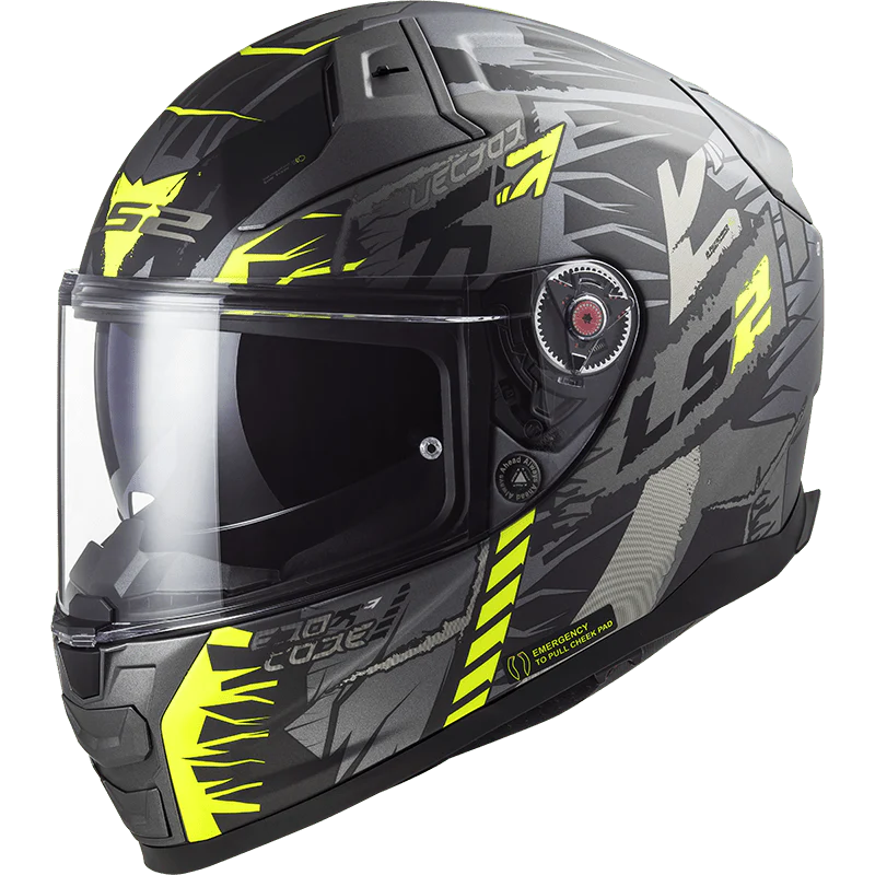 Casco integrale LS2 FF811 VECTOR II Fibra ECE2206 Techbot titanio opaco giallo - Image 2