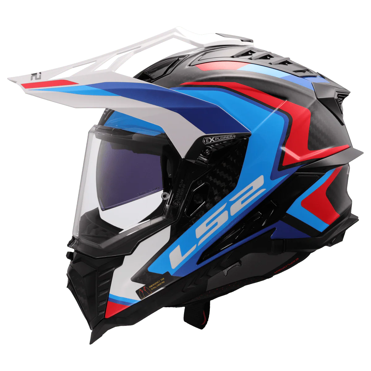 Casco LS2 MX701 C EXPLORER 2206 Carbon Frontier II White blu - Image 3