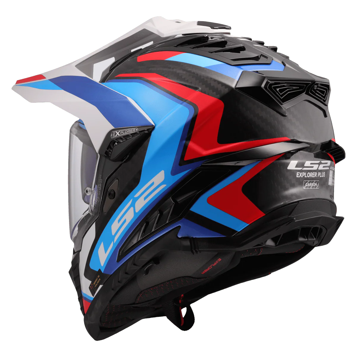 Casco LS2 MX701 C EXPLORER 2206 Carbon Frontier II White blu - Image 4