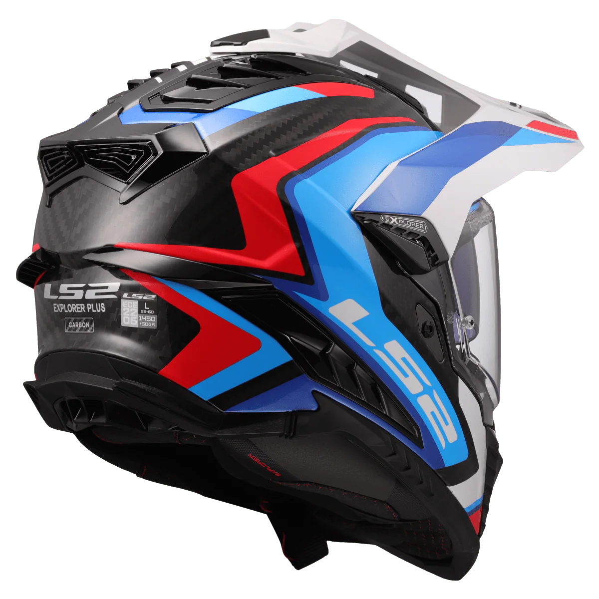 Casco LS2 MX701 C EXPLORER 2206 Carbon Frontier II White blu - Image 6