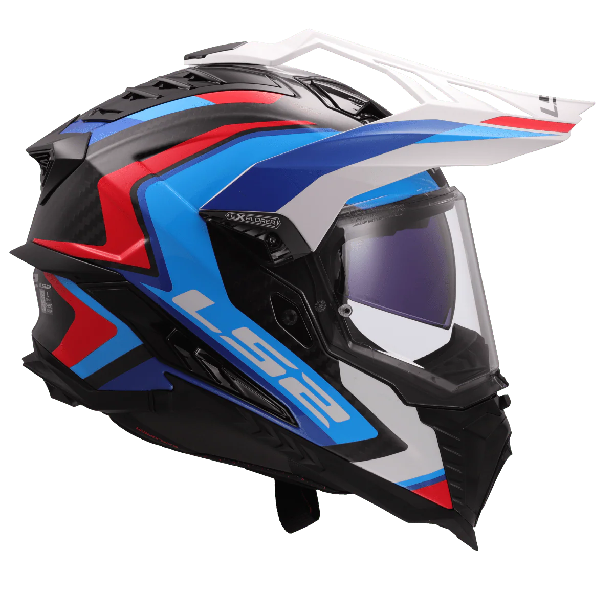 Casco LS2 MX701 C EXPLORER 2206 Carbon Frontier II White blu - Image 7