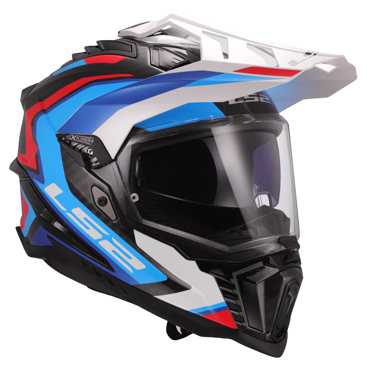 Casco LS2 MX701 C EXPLORER 2206 Carbon Frontier II White blu - Image 8