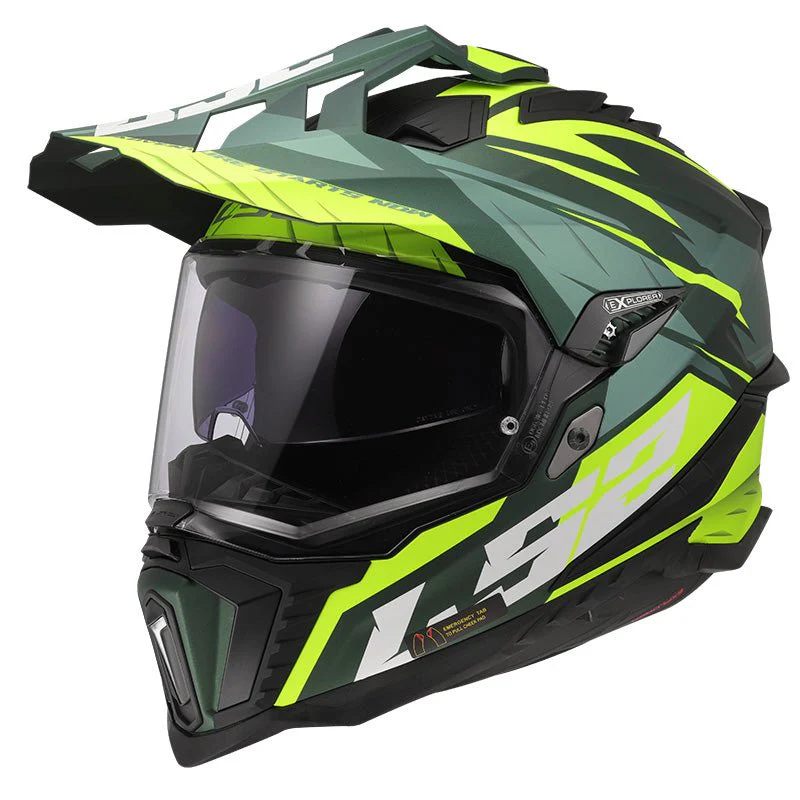 Casco LS2 MX701 EXPLORER in fibra ECE2206 Spire Green H-V Yellow Matt - Image 3