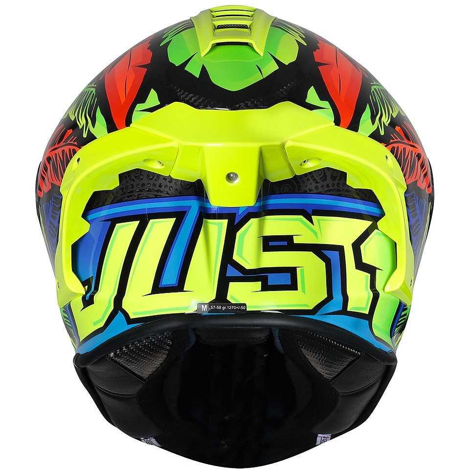 Casco Moto Integrale In Carbonio Just1 J-GPR TRIBE Blu Giallo Fluo Carbon - Image 3