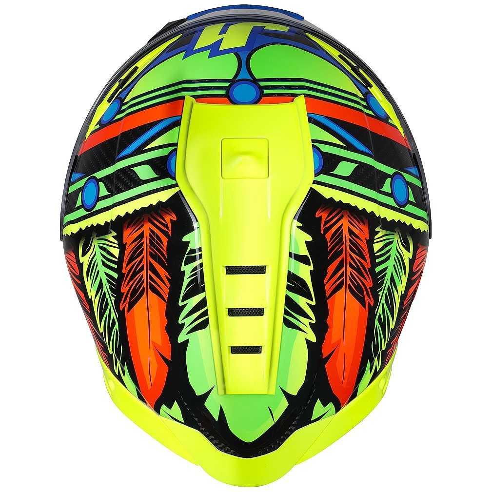 Casco Moto Integrale In Carbonio Just1 J-GPR TRIBE Blu Giallo Fluo Carbon - Image 4